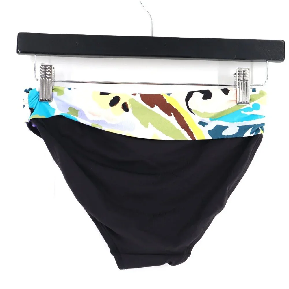 Anne Cole Camo Fold Over Bikini Bottom Womens S Black Separates Swim Pool Resort